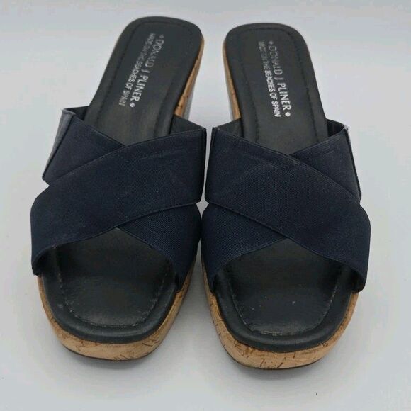 Donald Pliner Cosna Blue Elastic Cross Strap Slip‑On Wedge Sandal US 10 - Picture 3 of 8